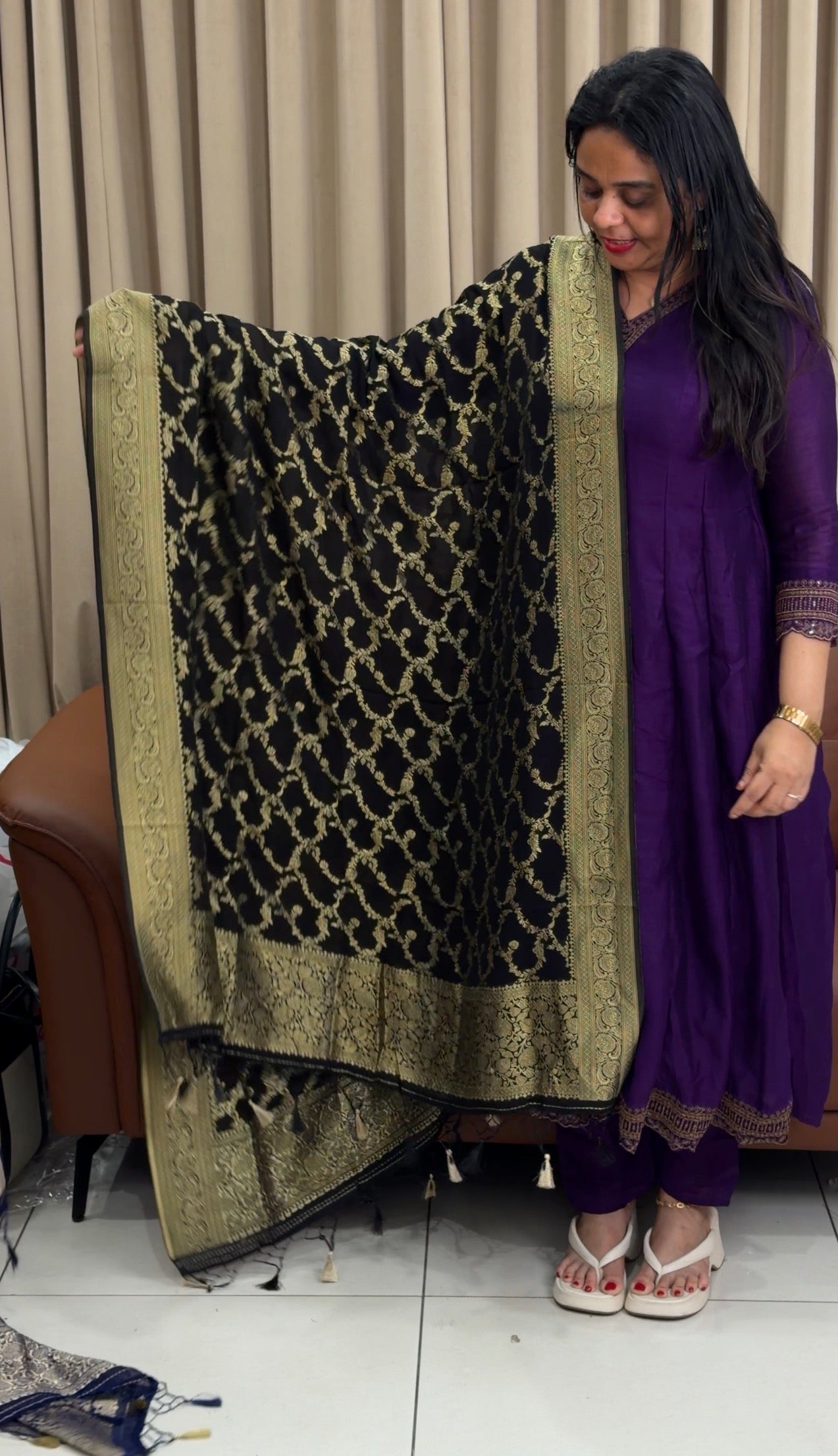 VISCOSE BANARASI DUPATTA - IHA 34189