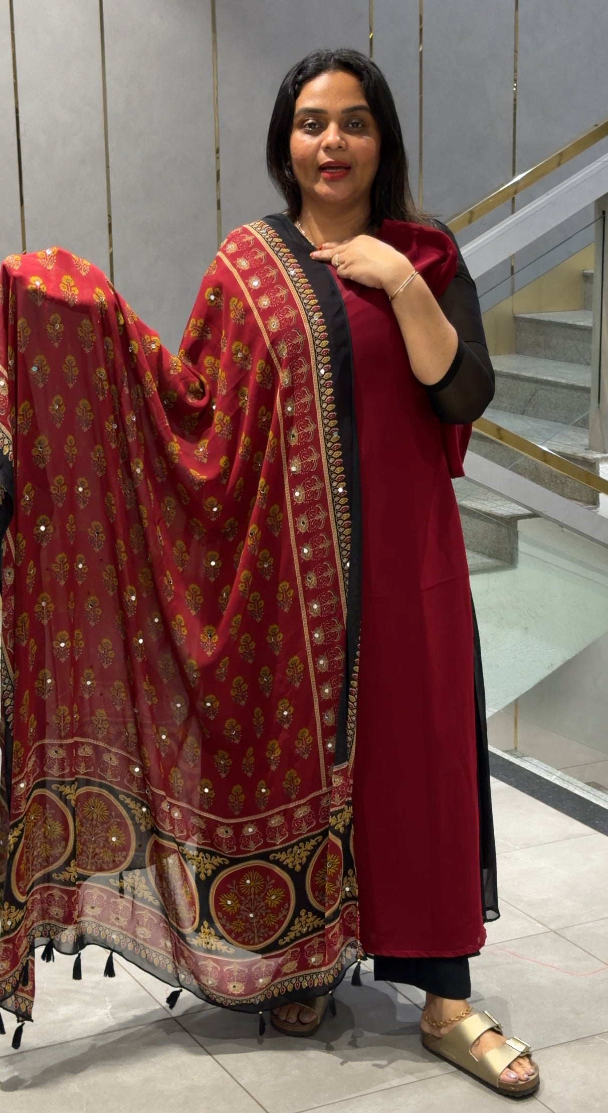 IHA'S IN-HOUSE GEORGETTE ALINE TOP AND DUPATTA - IHA 33972
