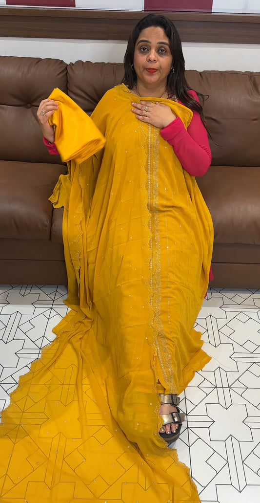 FAUX GEORGETTE UNSTITCHED SALWAR SUITS - IHA 23534
