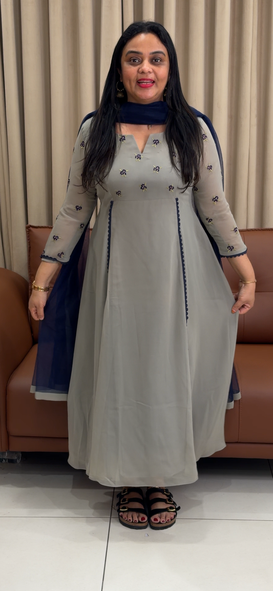 IHA'S IN-HOUSE FAUX GEORGETTE ALINE TOP AND DUPATTA - IHA 33994