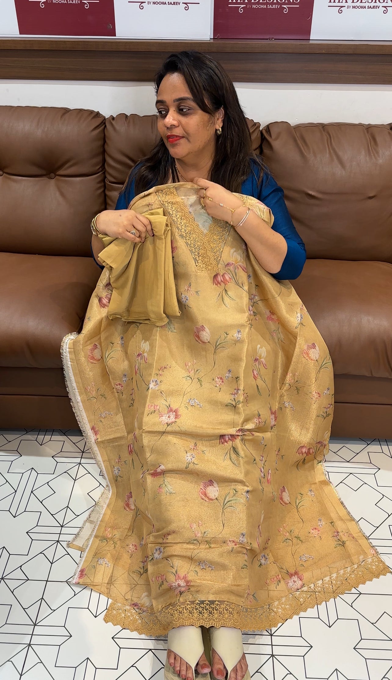 PRINTED TISSUE UNSTITCHED SALWAR SUITS - IHA 25172
