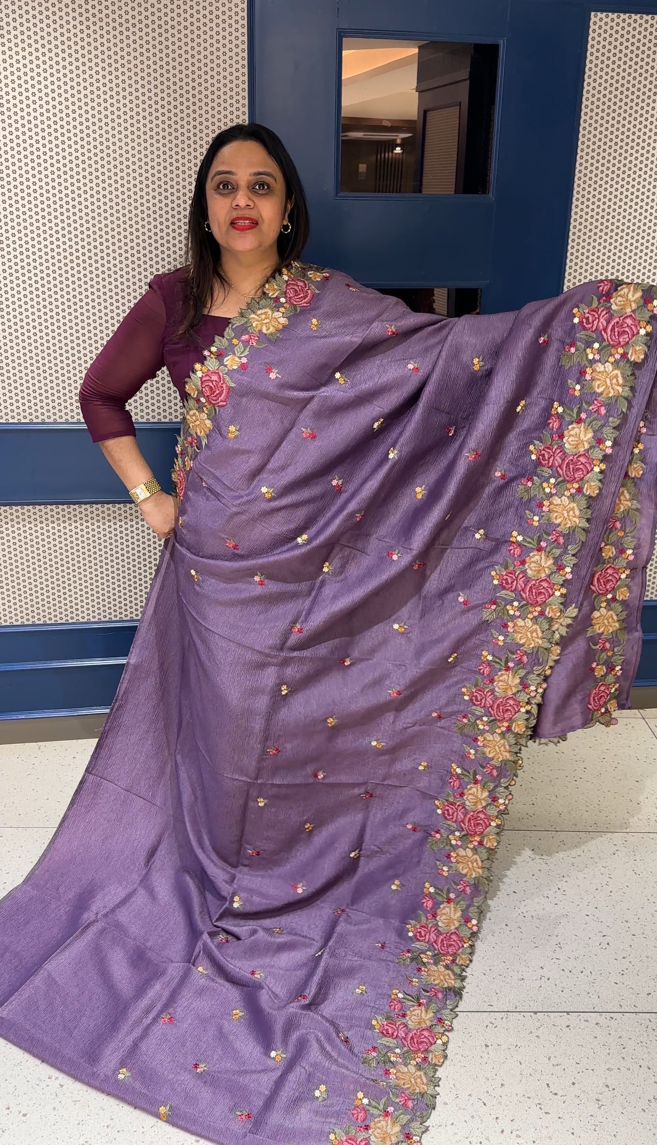 CRUSHED TISSUE SAREE - IHA 19136