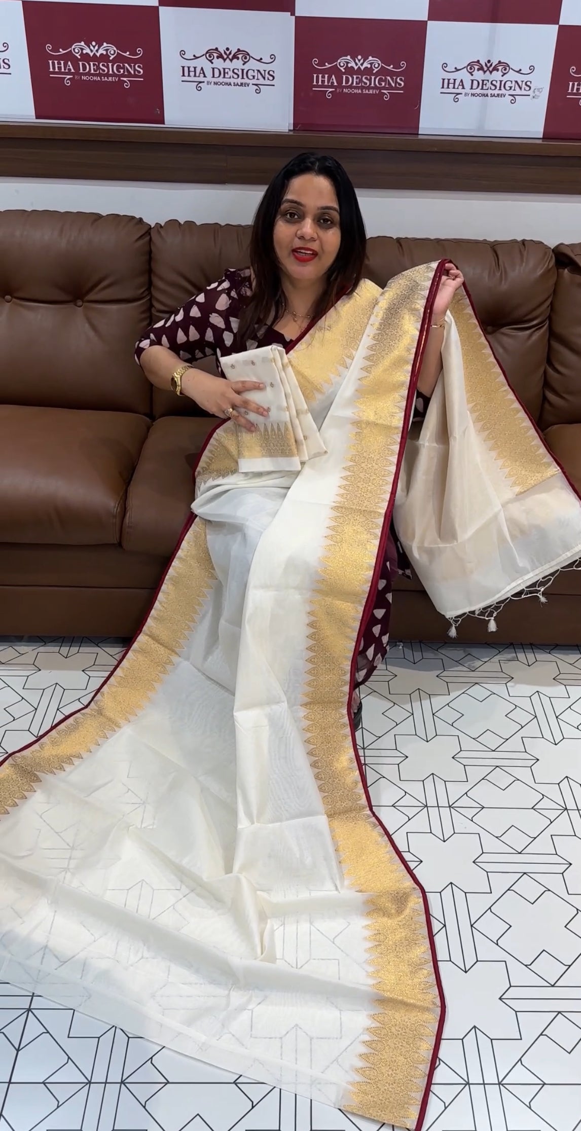 KERALA CREAM ONAM SAREE - IHA 16322