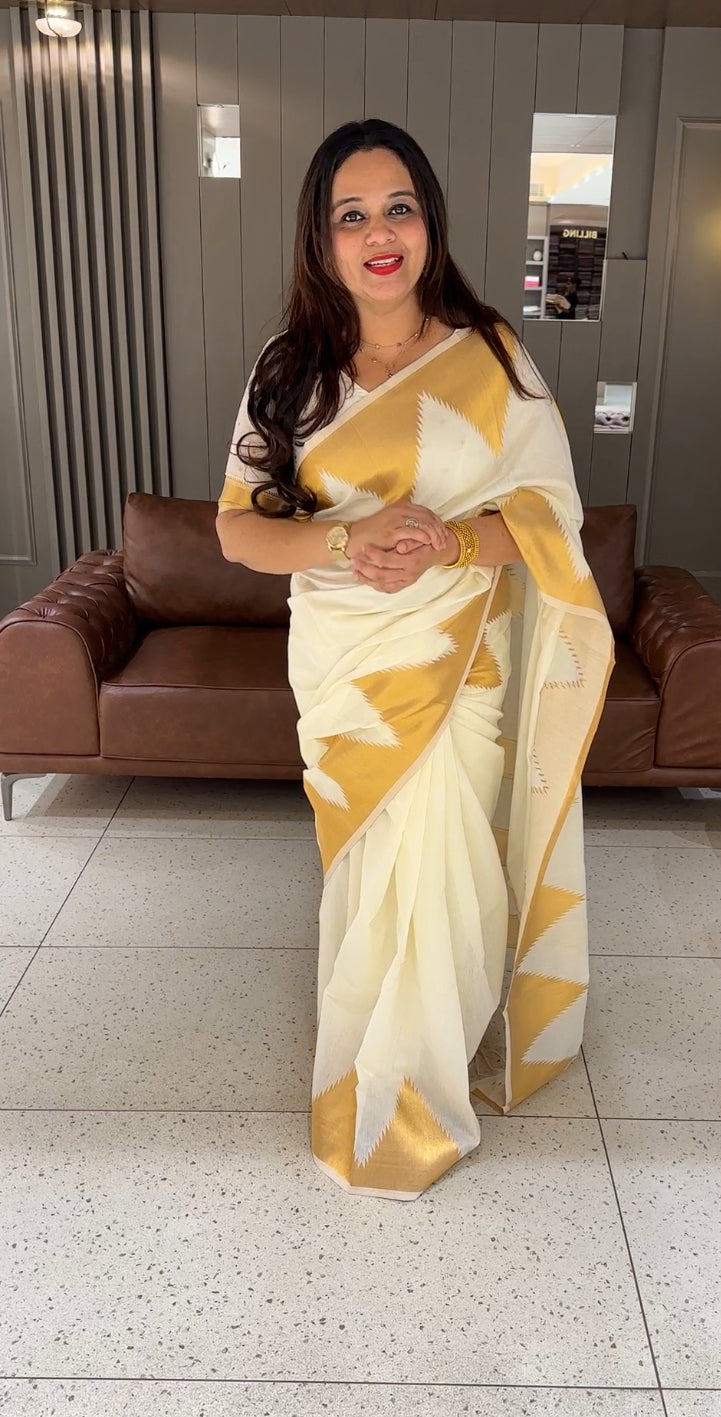 KERALA CREAM SILK SAREE - IHA 15585