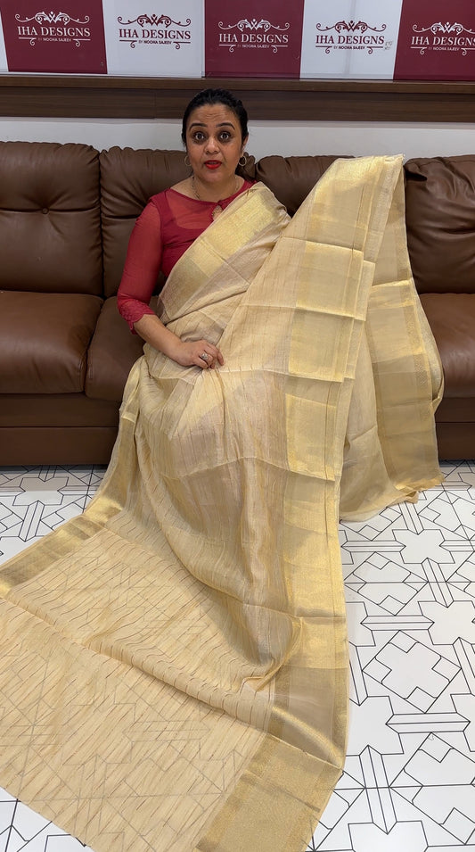 KERALA CREAM TISSUE SAREE - IHA 16175