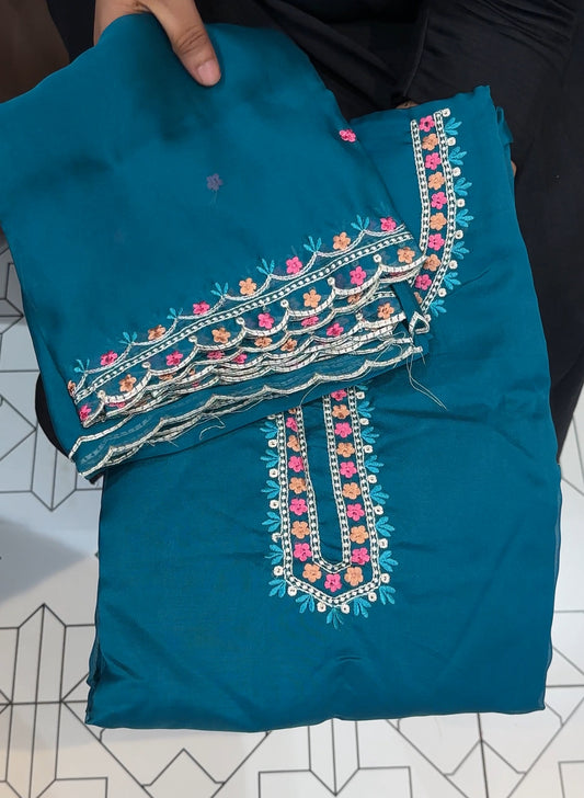 ORGANZA UNSTITCHED SALWAR SUITS - IHA 23361