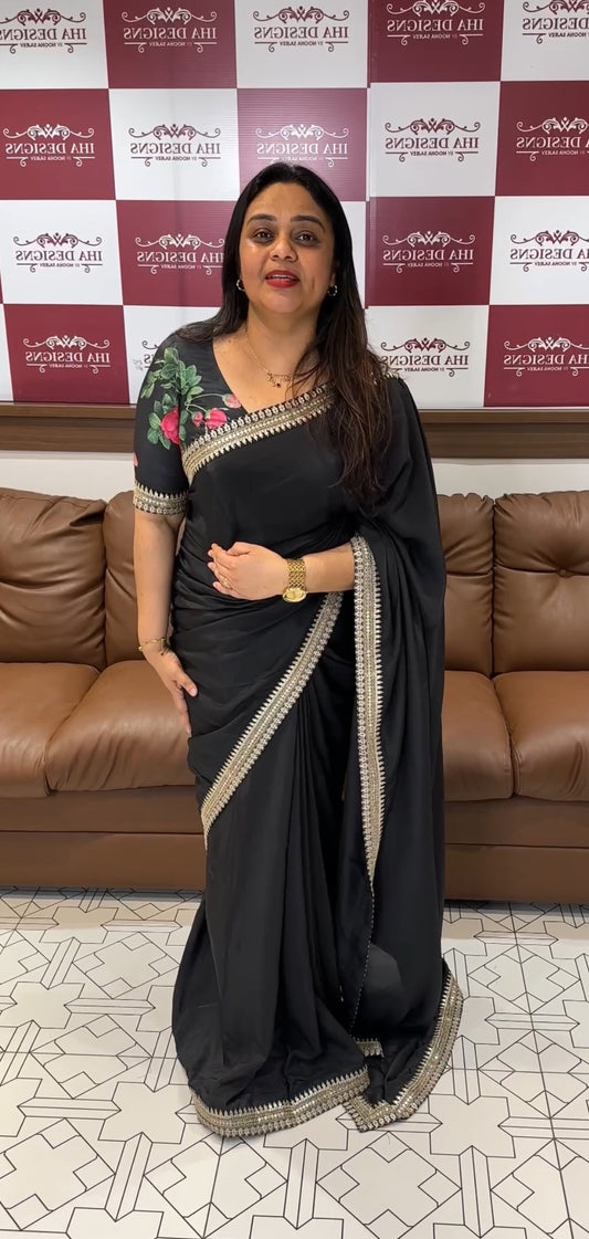 IHA'S IN-HOUSE PLATINUM CHIFFON SAREES - IHA 22174