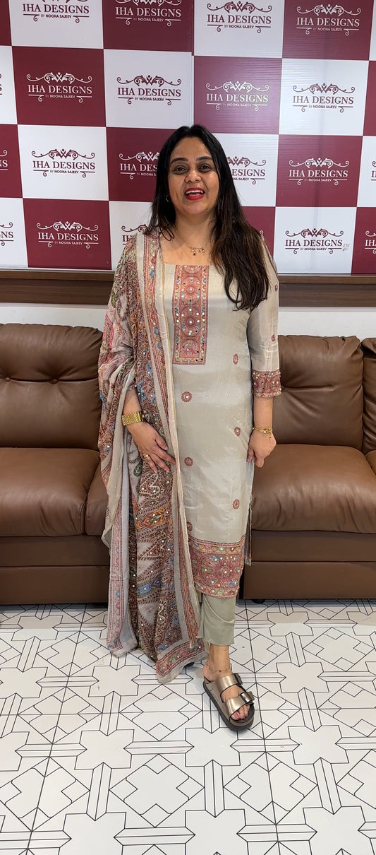 CRAPE SILK UNSTITCHED SALWAR SUITS - IHA 22482
