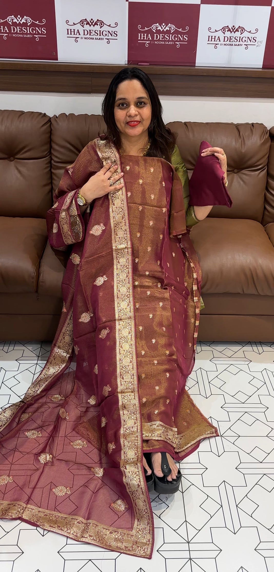 TISSUE UNSTITCHED SALWAR SUITS - IHA 23071