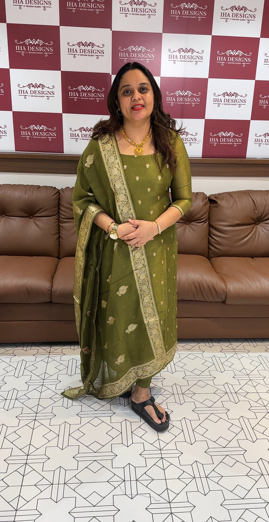 TISSUE UNSTITCHED SALWAR SUITS - IHA 23071