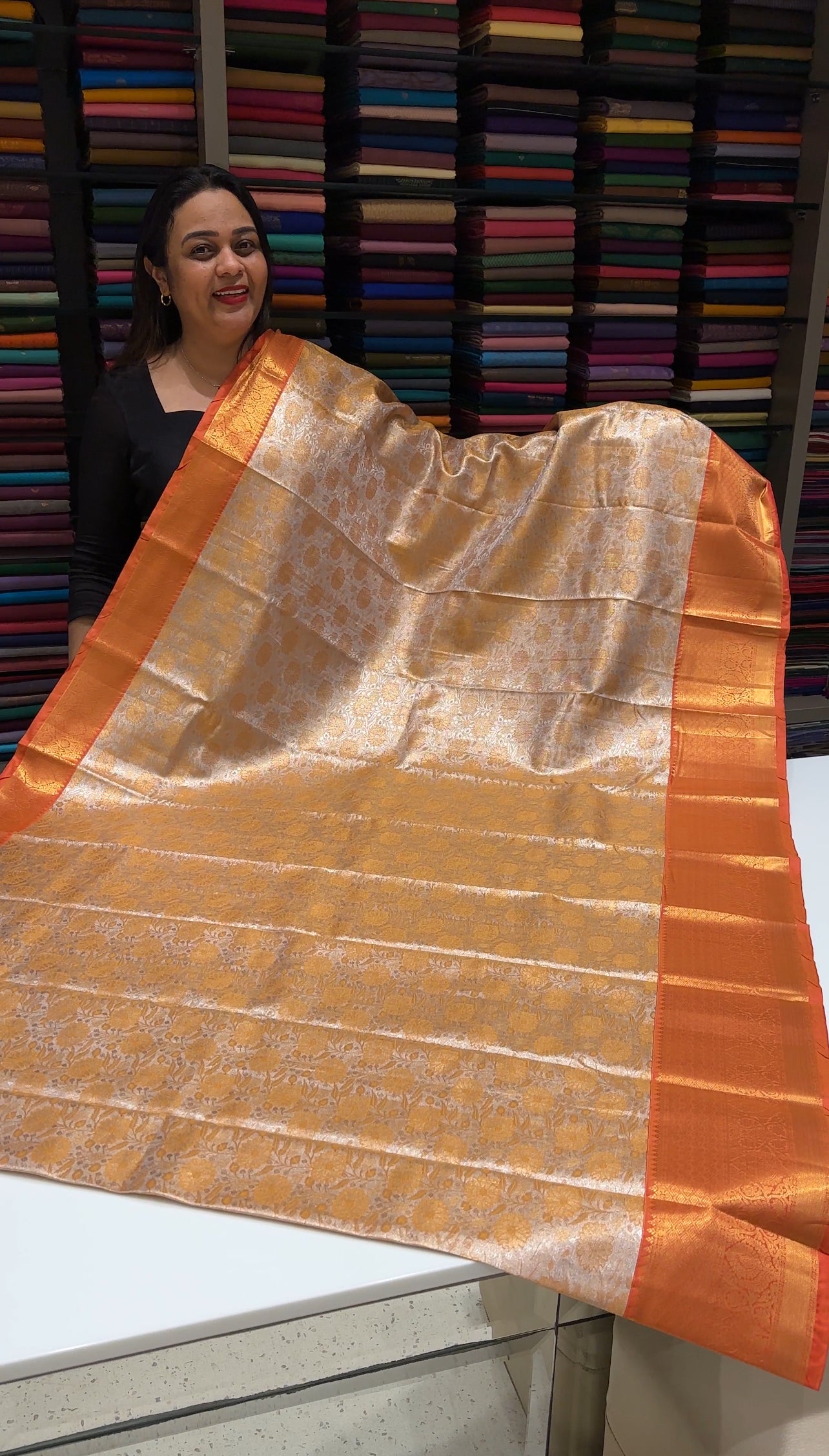 DESINGNER TISSUE KANCHIPURAM SAREES - IHA 19897