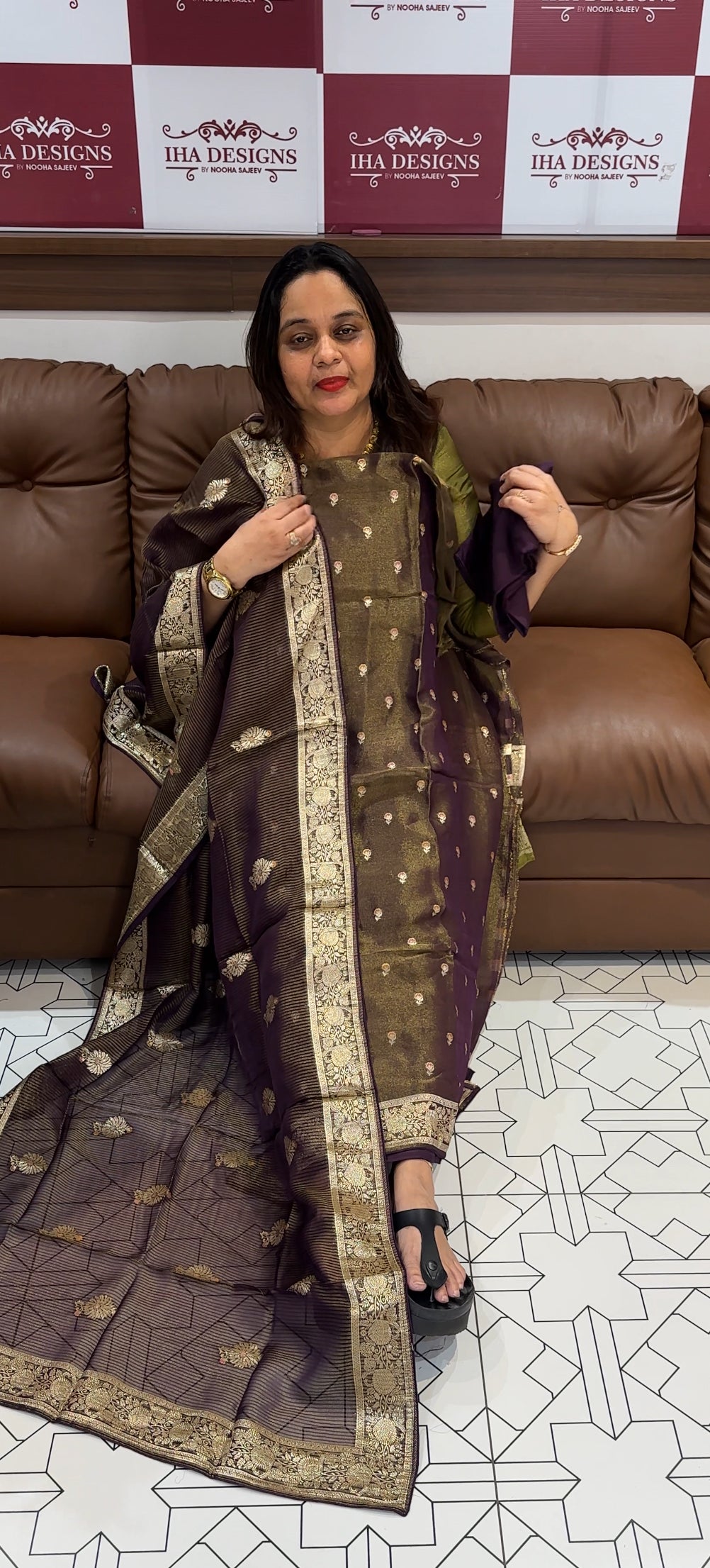 TISSUE UNSTITCHED SALWAR SUITS - IHA 23071