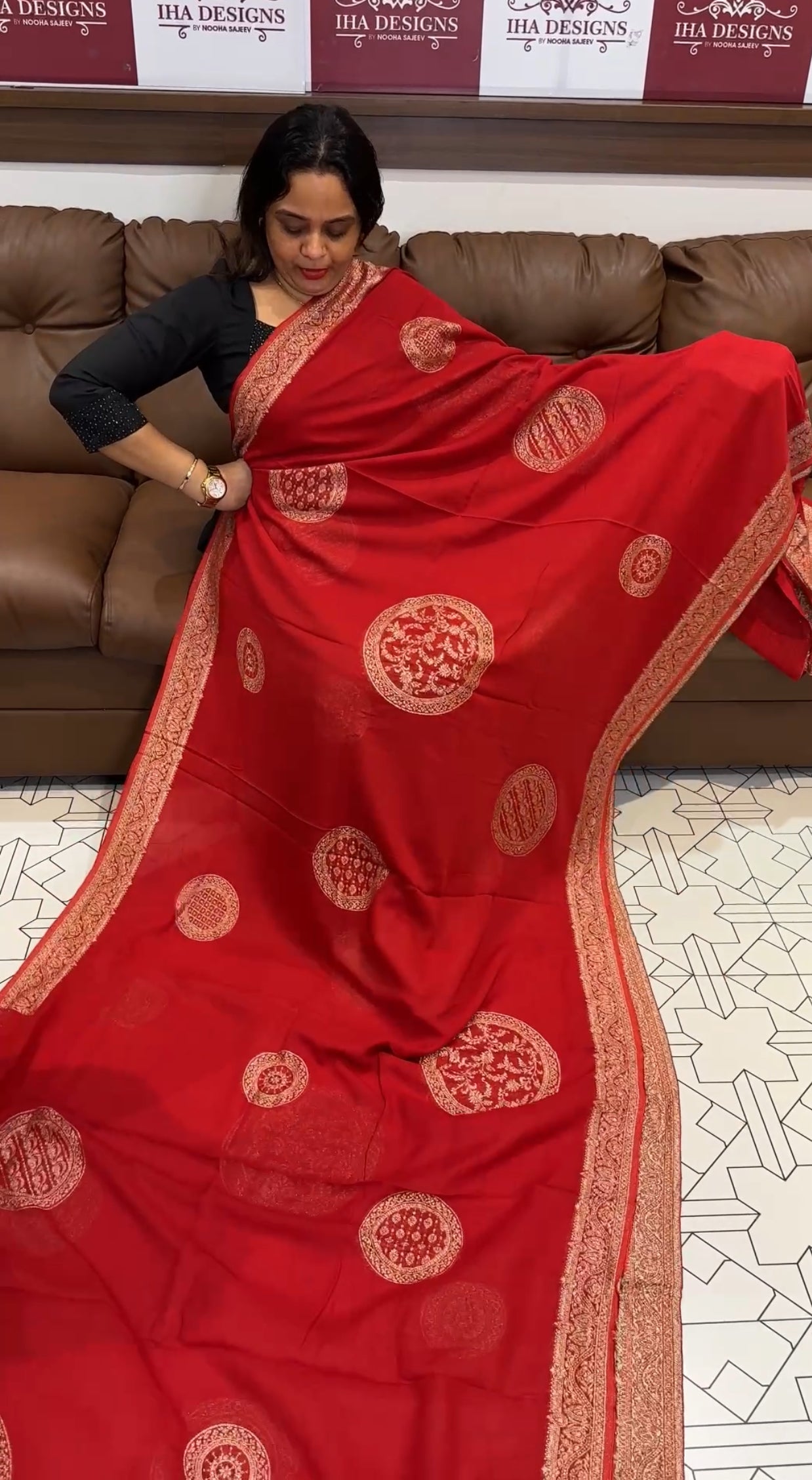 GEORGETTE BANARSI SAREE - IHA 19965