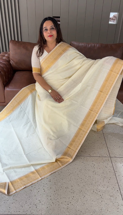 KERALA CREAM SILK SAREE - IHA 15585