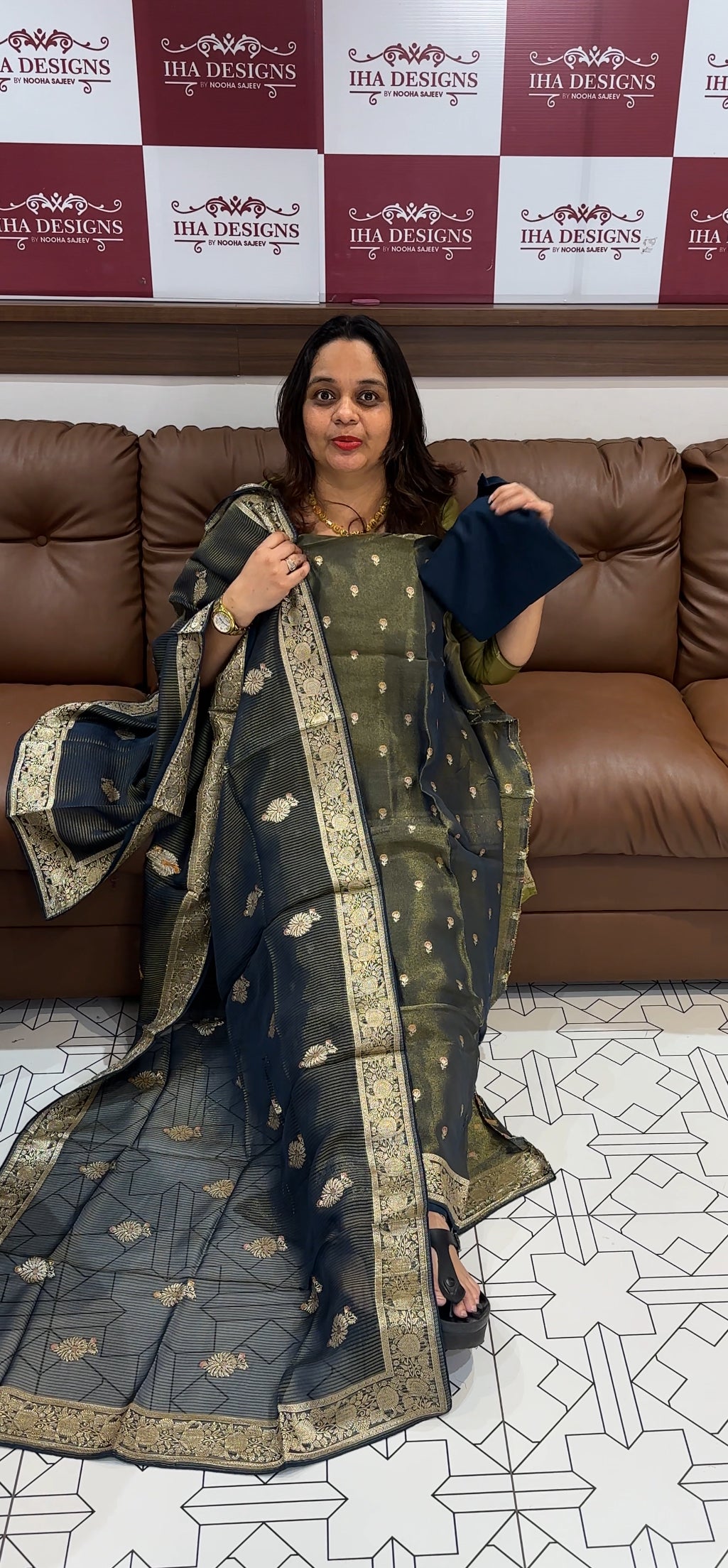 TISSUE UNSTITCHED SALWAR SUITS - IHA 23071