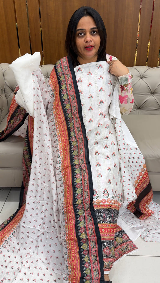 CHIKANKARI PRINTED UNSTITCHED SALWAR SUITS - IHA 26089