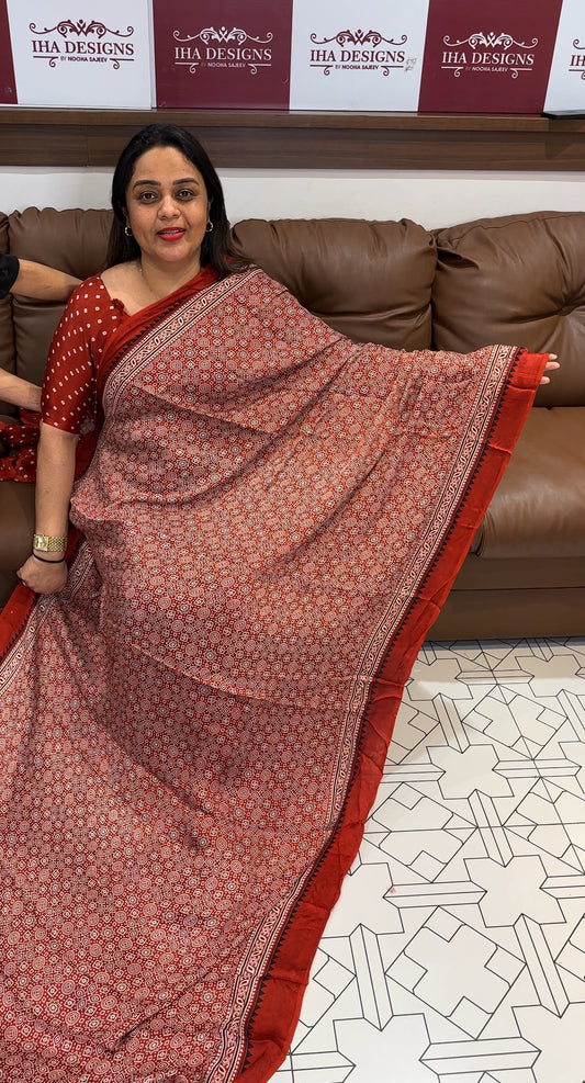 AJRAKH PRINTED SAREES - IHA 19863