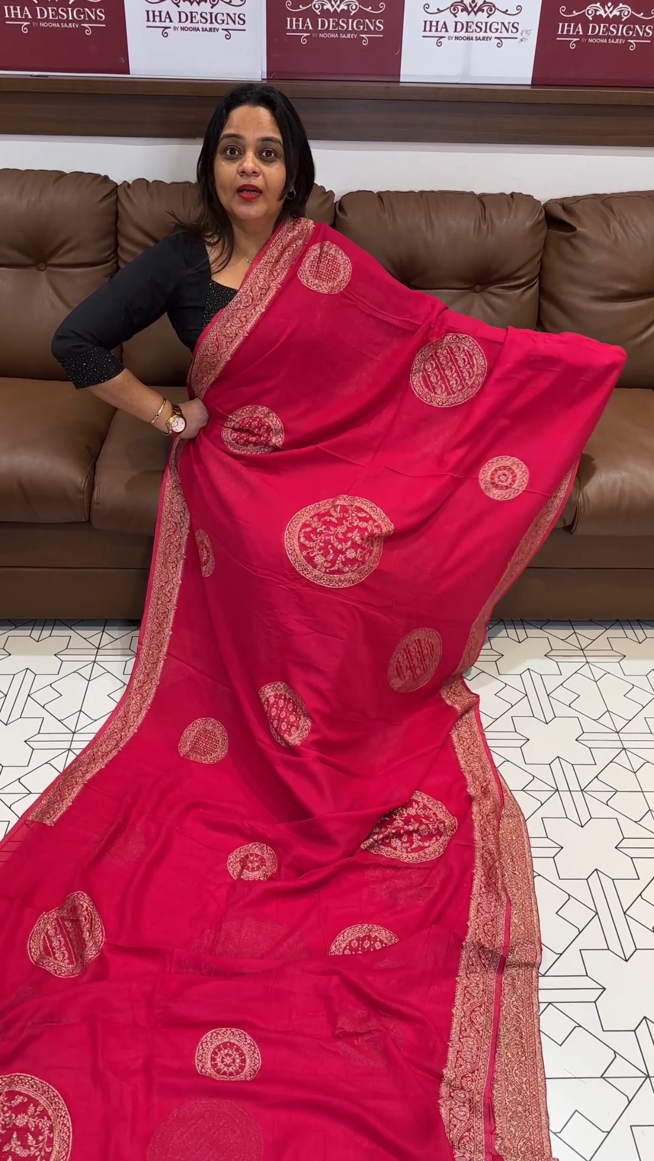 GEORGETTE BANARSI SAREE - IHA 19965