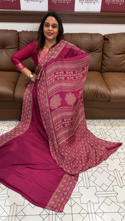 FORWARD AJRAKH PRINTED SAREES - IHA 17477