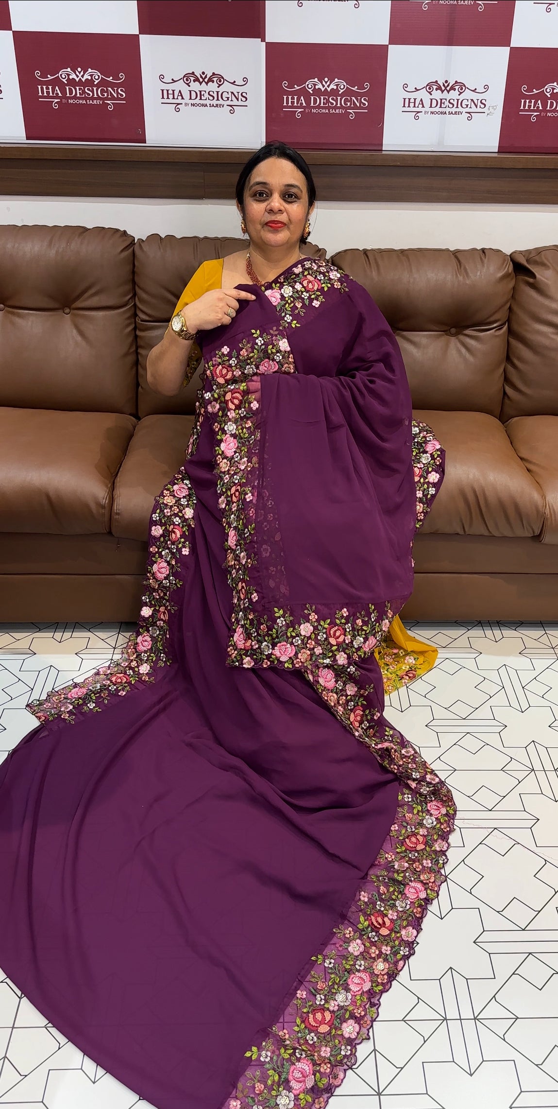 HAND WORKED SAREES - IHA 18408