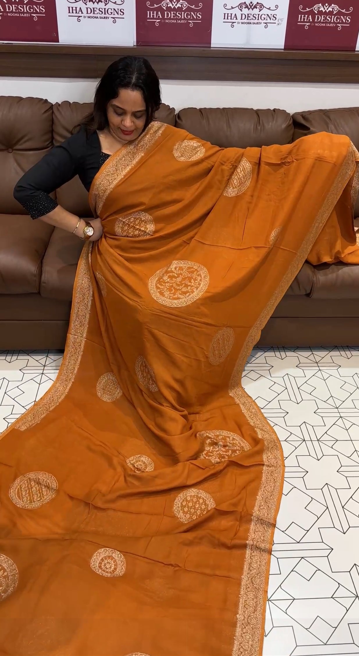 GEORGETTE BANARSI SAREE - IHA 19965