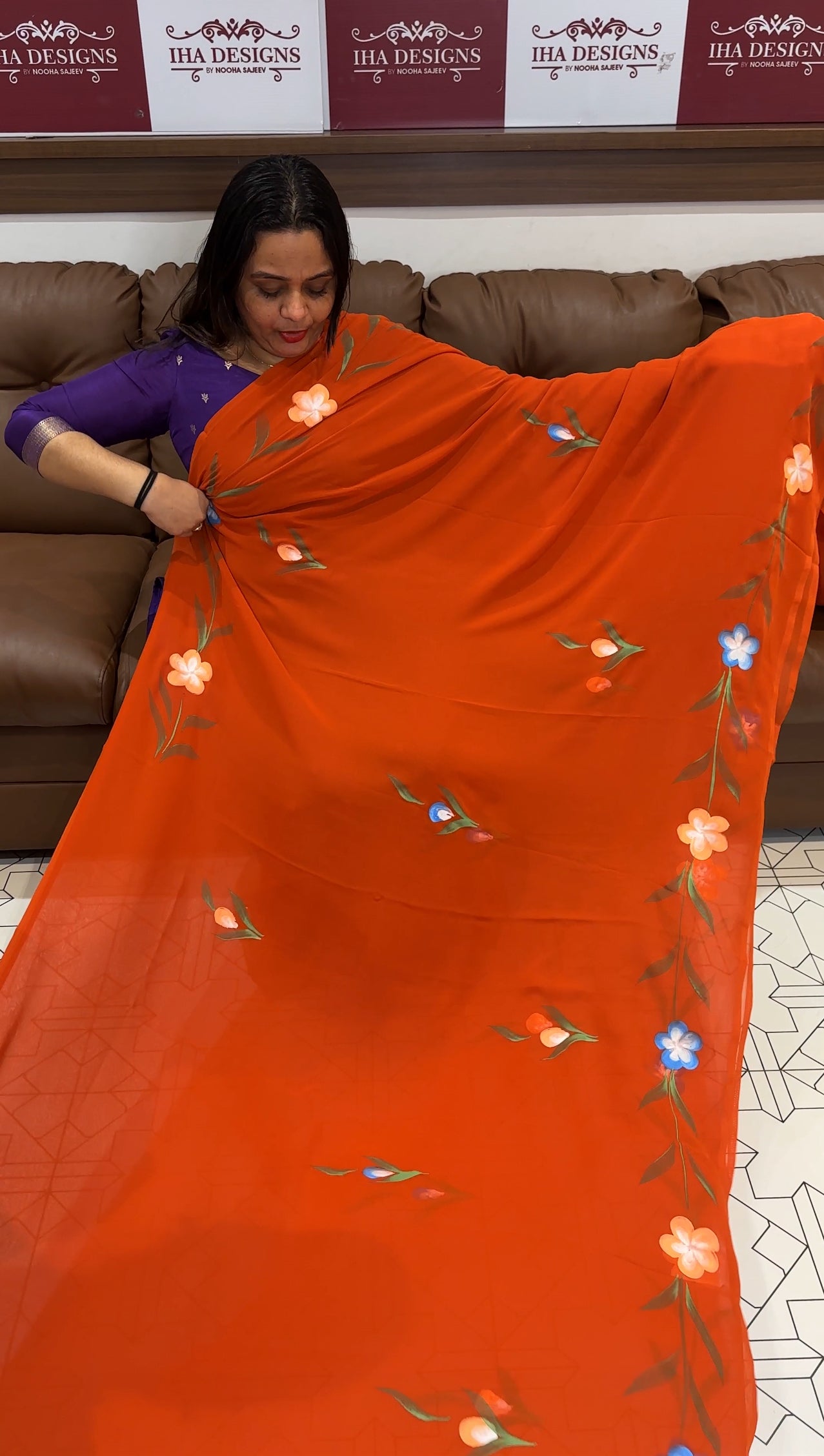 HAND PAINTED SAREE - IHA 19735