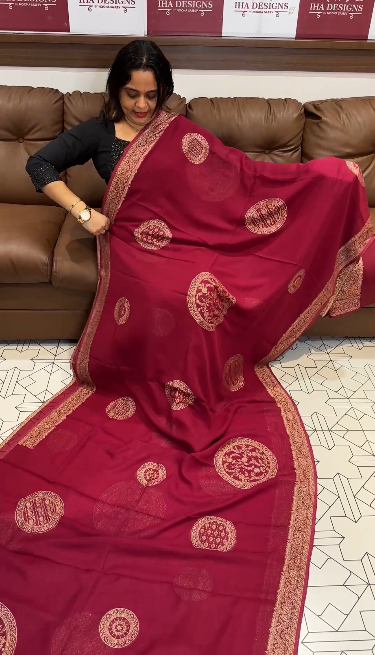 GEORGETTE BANARSI SAREE - IHA 19965