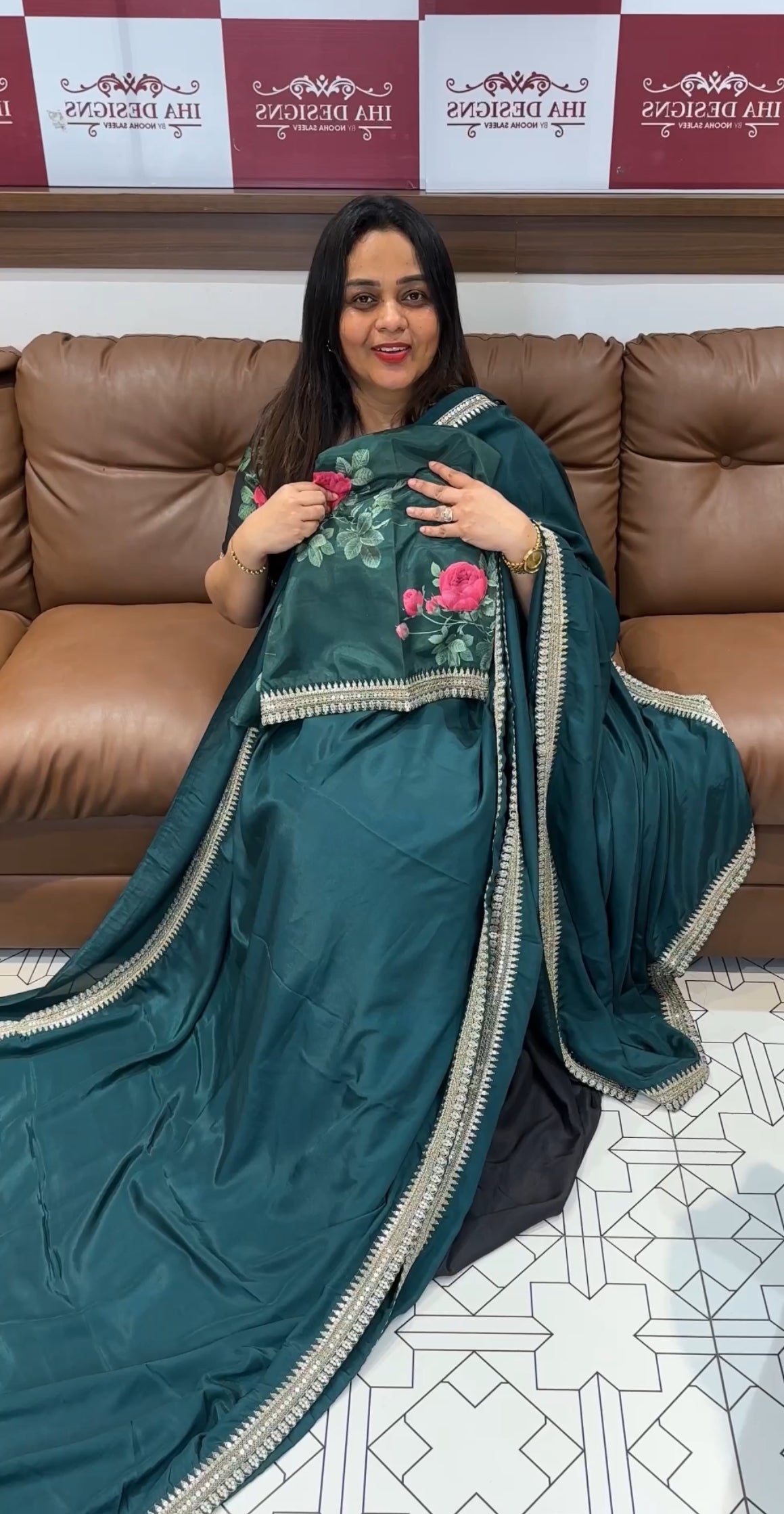 IHA'S IN-HOUSE PLATINUM CHIFFON SAREES - IHA 22174