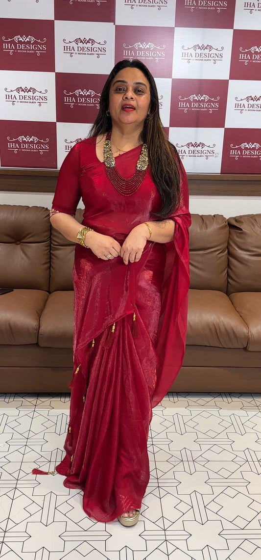 VELVET ORGANZA SAREES - IHA 23652