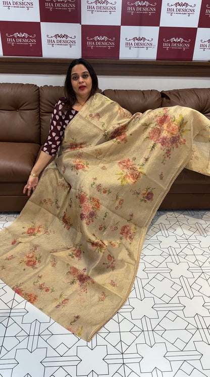 CRUSHED BANARASI TISSUE SAREE - IHA 16323