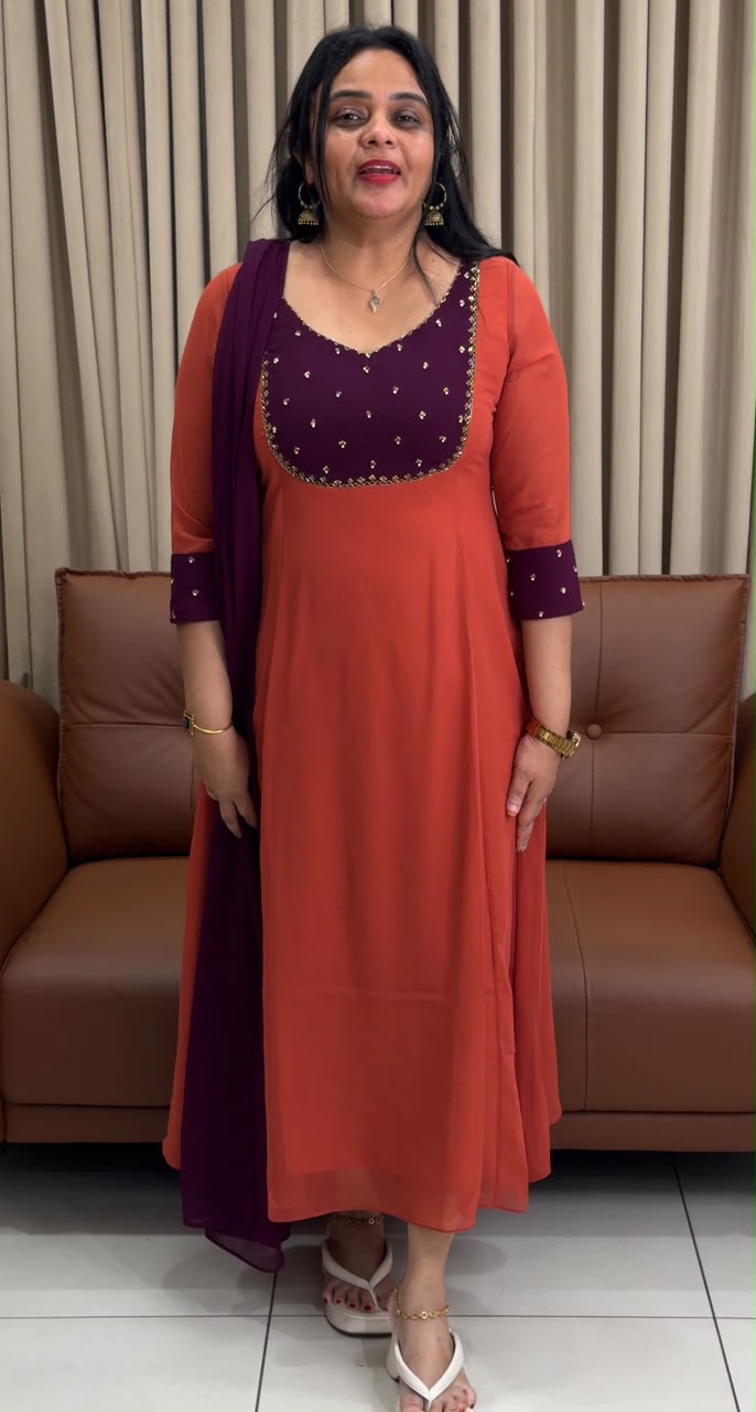 IHA'S IN-HOUSE HAND WORKED SLITTED TOP AND DUPATTA - IHA 34569