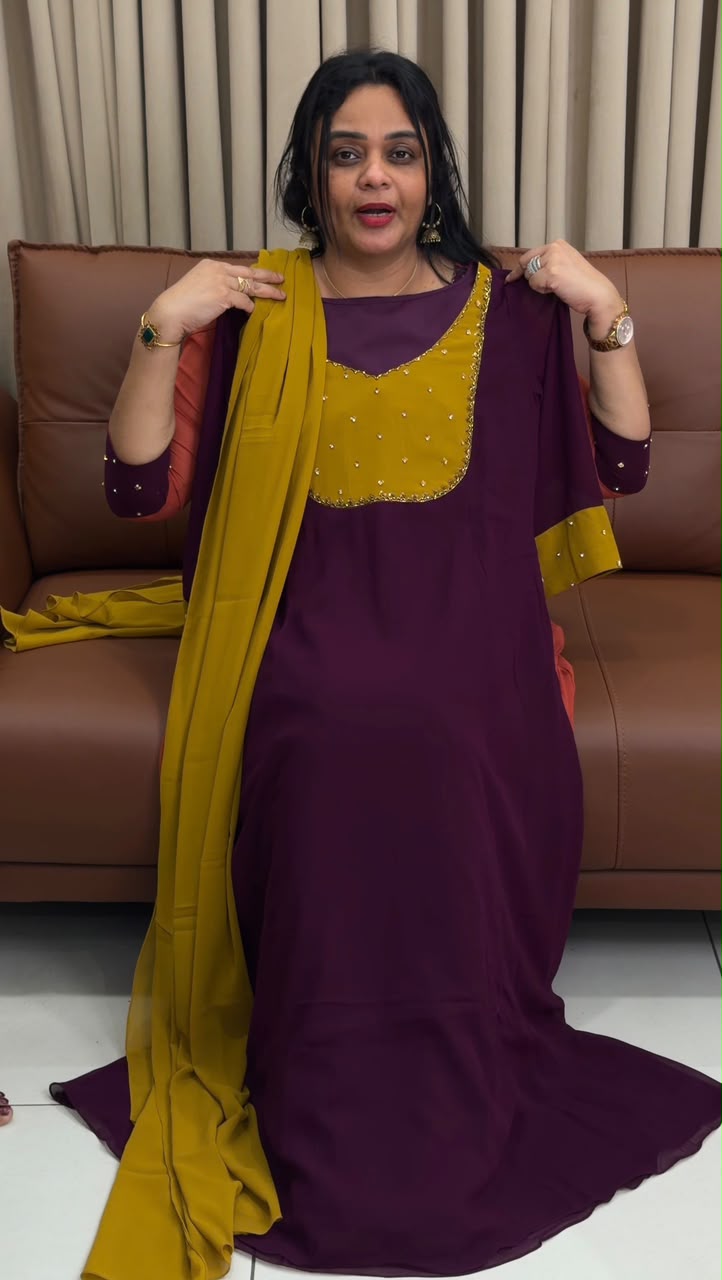 IHA'S IN-HOUSE HAND WORKED SLITTED TOP AND DUPATTA - IHA 34569