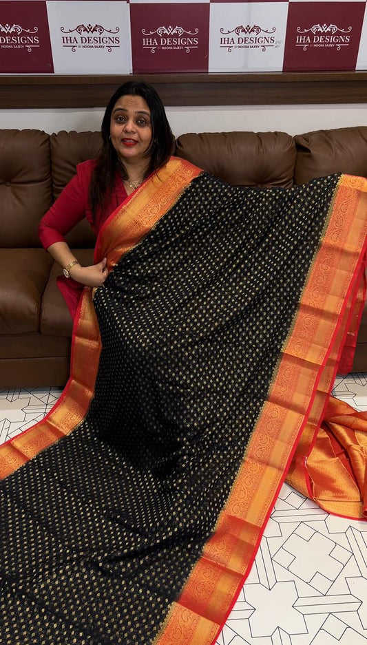 GEORGETTE BANARASI SAREES - IHA 18242